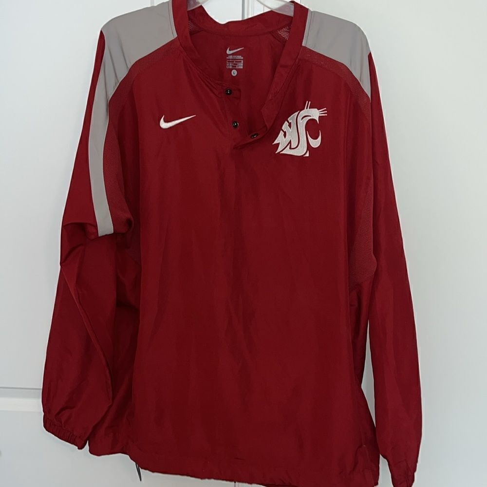 Nike Wazzu WSU Washington State Cougars sewn team varsity golf pullover jacket L